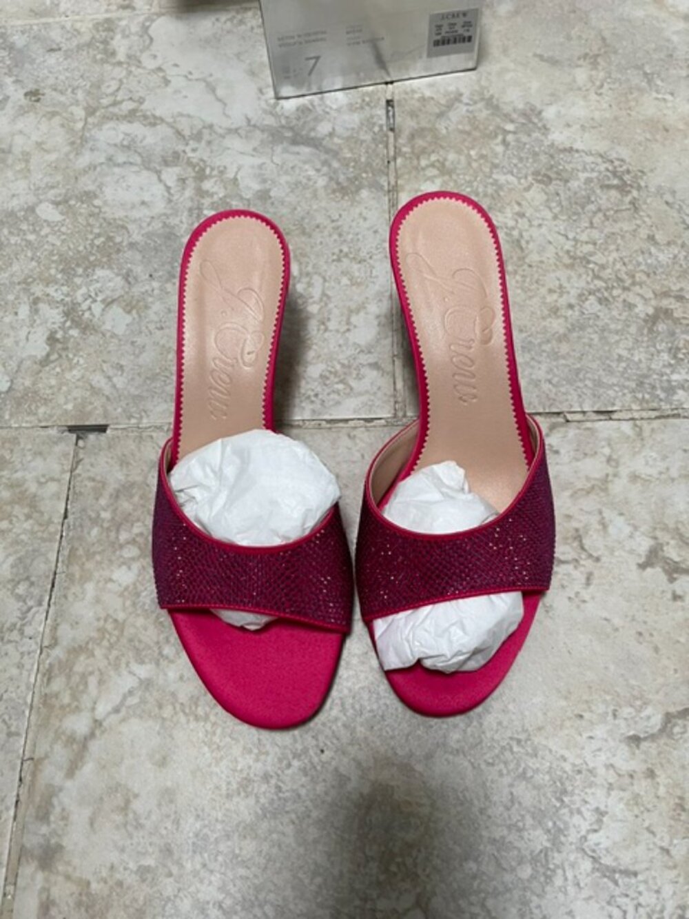 J Crew Satin with Crystal Violeta Sandal Size 7 M - NIB - Picture 2 of 6